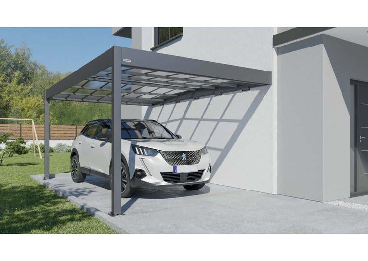 Terrando Anlehncarport Libeccio, freistehende Aluminiumkonstruktion mit Flachdach